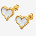 Mother Of Pearl Heart Studs Earrings