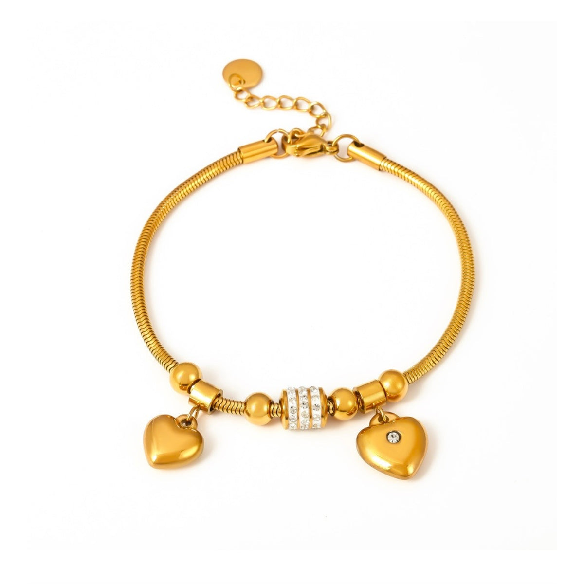 Crystal heart bangle bracelet