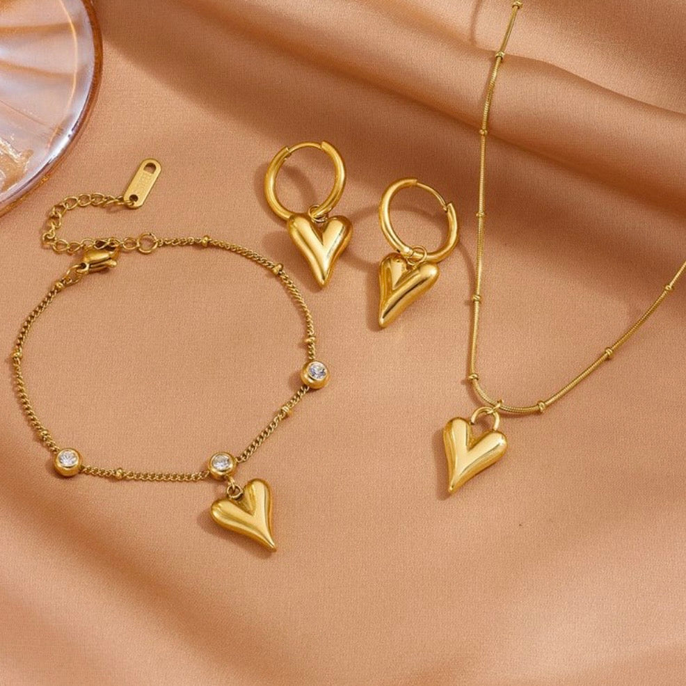 Crystal heart trio set