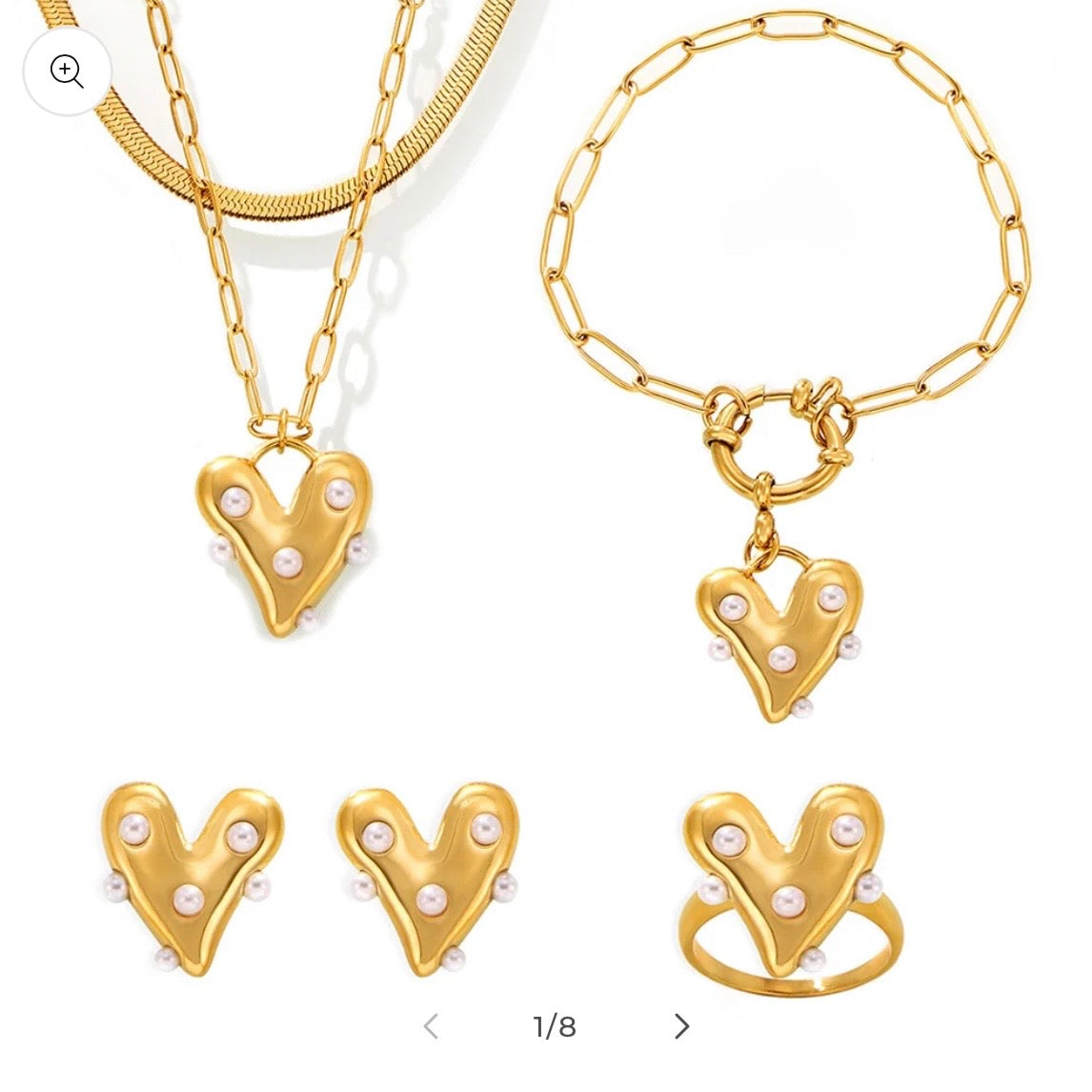 Aurora pearl heart set