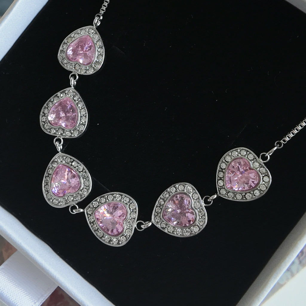 Violet heart CZ necklace
