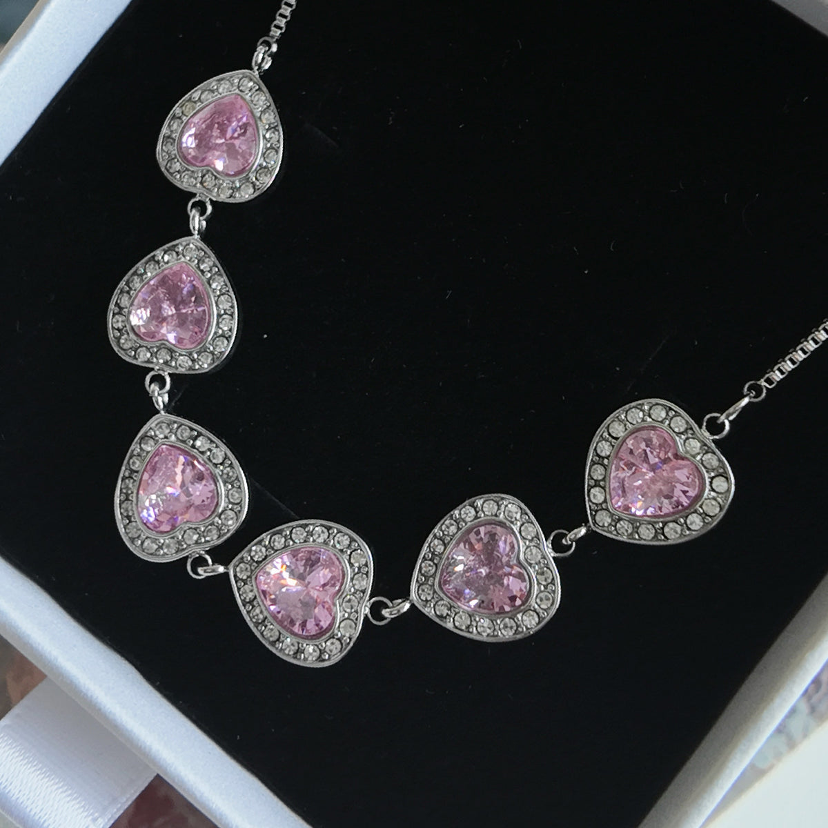 Violet heart CZ necklace