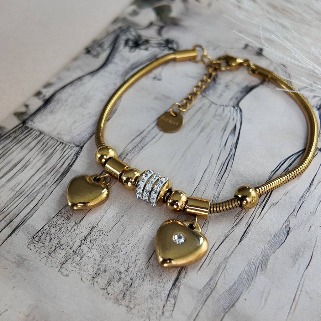 Crystal heart bangle bracelet