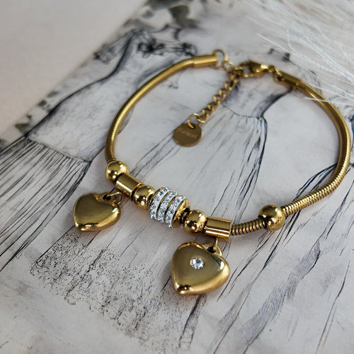 Crystal heart bangle bracelet